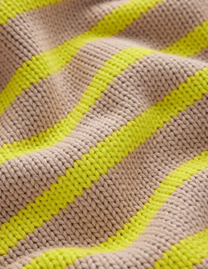 Lucy Chunky Cotton Sweater Camel Melange, Neon Stripe Lucy Chunky Cotton Sweater Camel Melange, Neon Stripe