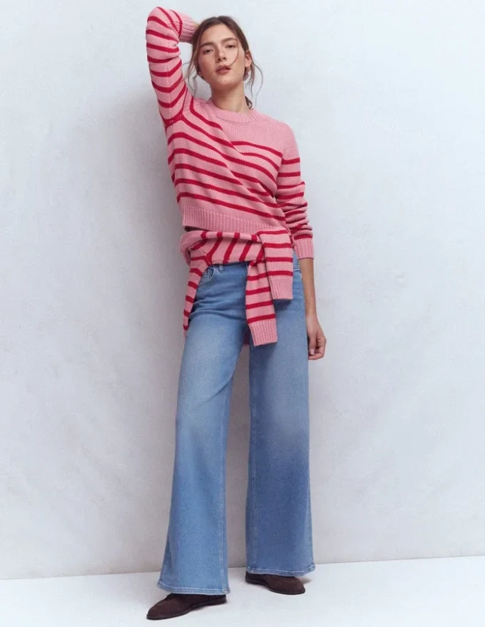 Lucy Chunky Cotton Sweater Pink/ Red Lucy Chunky Cotton Sweater Pink/ Red