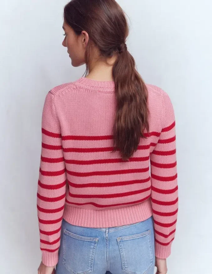 Lucy Chunky Cotton Sweater Pink/ Red Lucy Chunky Cotton Sweater Pink/ Red