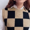Lucy Cotton Vest Camel / Navy Check Lucy Cotton Vest Camel / Navy Check