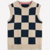 Lucy Cotton Vest Camel / Navy Check Lucy Cotton Vest Camel / Navy Check