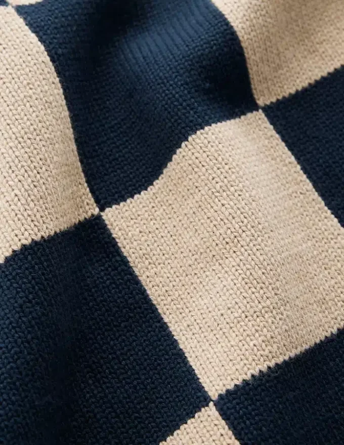 Lucy Cotton Vest Camel / Navy Check Lucy Cotton Vest Camel / Navy Check