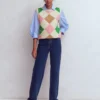 Lucy Cotton Vest Green, Pink Argyle Lucy Cotton Vest Green, Pink Argyle