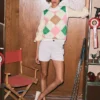 Lucy Cotton Vest Green, Pink Argyle Lucy Cotton Vest Green, Pink Argyle
