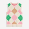 Lucy Cotton Vest Green, Pink Argyle Lucy Cotton Vest Green, Pink Argyle