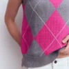 Lucy Cotton Vest Pink/Grey Argyle Lucy Cotton Vest Pink/Grey Argyle