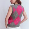 Lucy Cotton Vest Pink/Grey Argyle Lucy Cotton Vest Pink/Grey Argyle