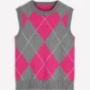 Lucy Cotton Vest Pink/Grey Argyle Lucy Cotton Vest Pink/Grey Argyle