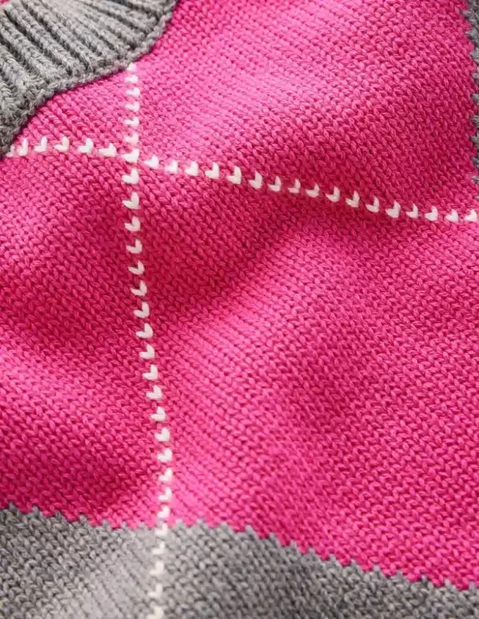 Lucy Cotton Vest Pink/Grey Argyle Lucy Cotton Vest Pink/Grey Argyle