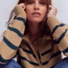 Lucy Half-zip Sweater Camel Melange, Navy Stripe Lucy Half-zip Sweater Camel Melange, Navy Stripe