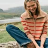 Lucy Half-zip Sweater Camel Melange, Red Stripe Lucy Half-zip Sweater Camel Melange, Red Stripe