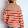 Lucy Half-zip Sweater Camel Melange, Red Stripe Lucy Half-zip Sweater Camel Melange, Red Stripe
