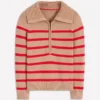 Lucy Half-zip Sweater Camel Melange, Red Stripe Lucy Half-zip Sweater Camel Melange, Red Stripe