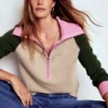 Lucy Half-zip Sweater Chinchilla Melange, Green Fir Lucy Half-zip Sweater Chinchilla Melange, Green Fir