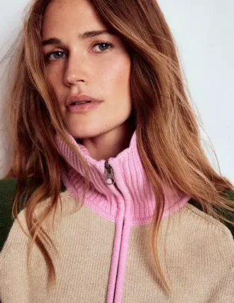 Lucy Half-zip Sweater Chinchilla Melange, Green Fir