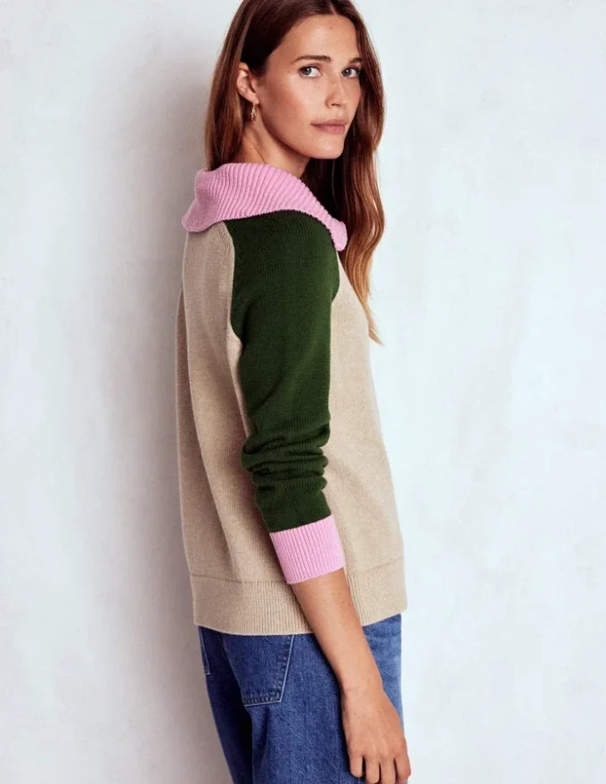 Lucy Half-zip Sweater Chinchilla Melange, Green Fir Lucy Half-zip Sweater Chinchilla Melange, Green Fir