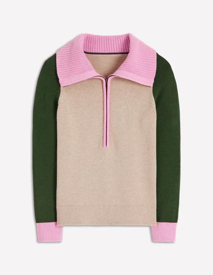 Lucy Half-zip Sweater Chinchilla Melange, Green Fir Lucy Half-zip Sweater Chinchilla Melange, Green Fir