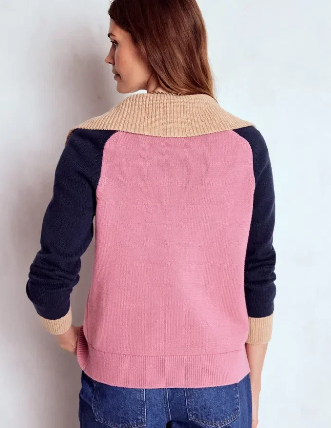 Lucy Half-zip Sweater Pink Heather, Navy Lucy Half-zip Sweater Pink Heather, Navy