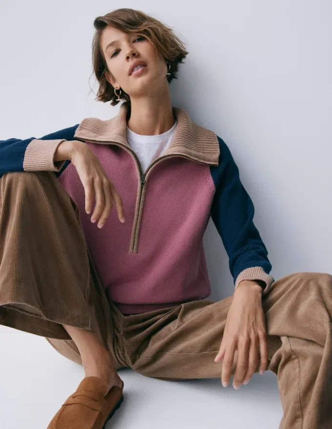 Lucy Half-zip Sweater Pink Heather, Navy Lucy Half-zip Sweater Pink Heather, Navy