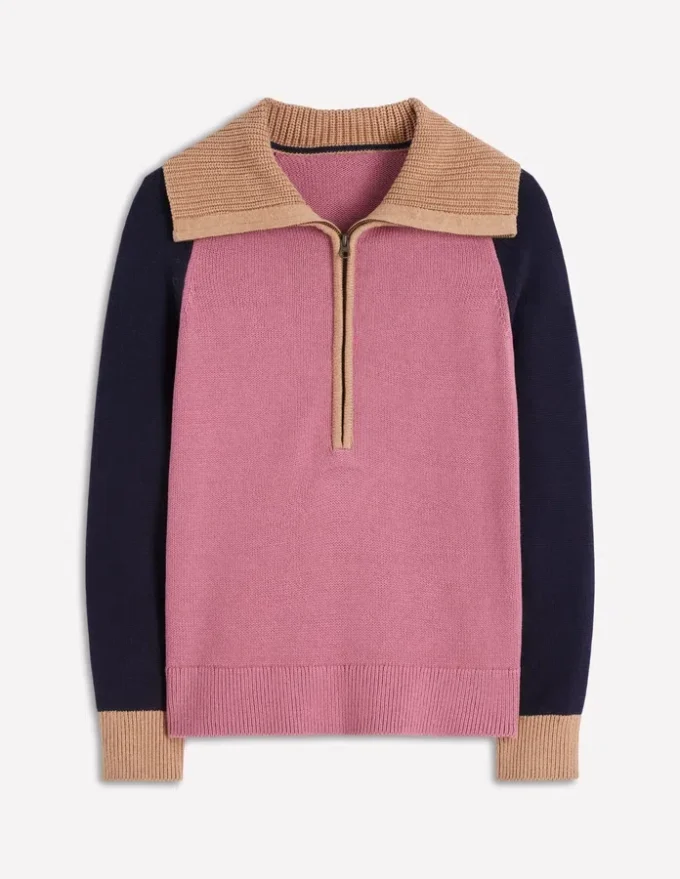 Lucy Half-zip Sweater Pink Heather, Navy Lucy Half-zip Sweater Pink Heather, Navy