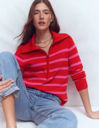 Lucy Half-zip Sweater Pink/ Red