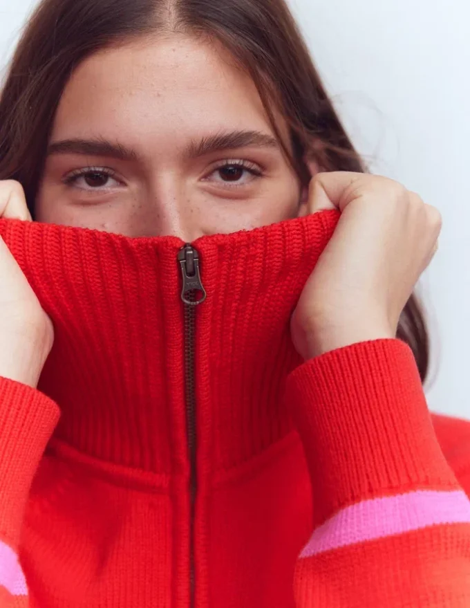 Lucy Half-zip Sweater Pink/ Red Lucy Half-zip Sweater Pink/ Red