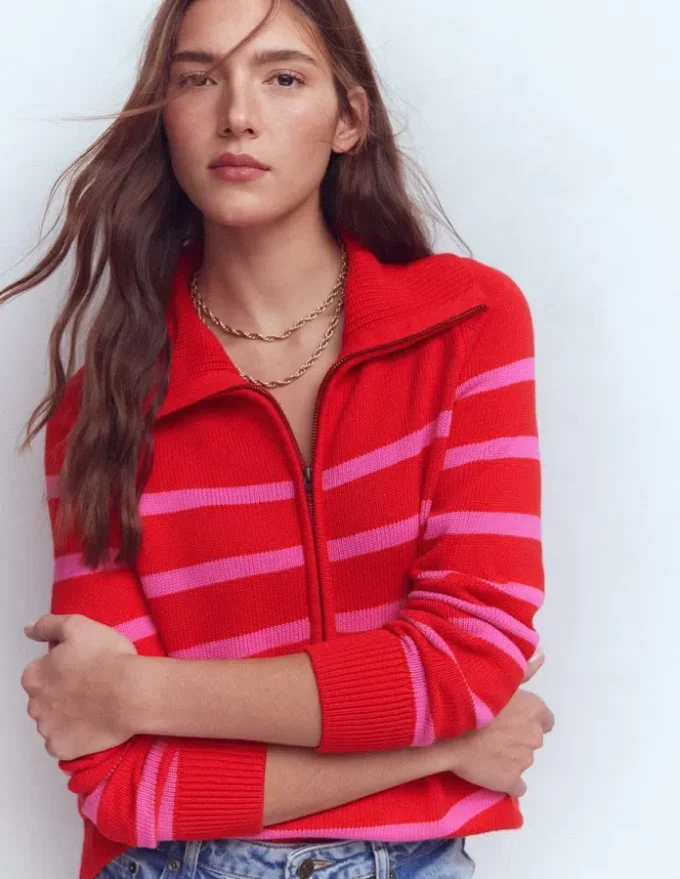 Lucy Half-zip Sweater Pink/ Red Lucy Half-zip Sweater Pink/ Red