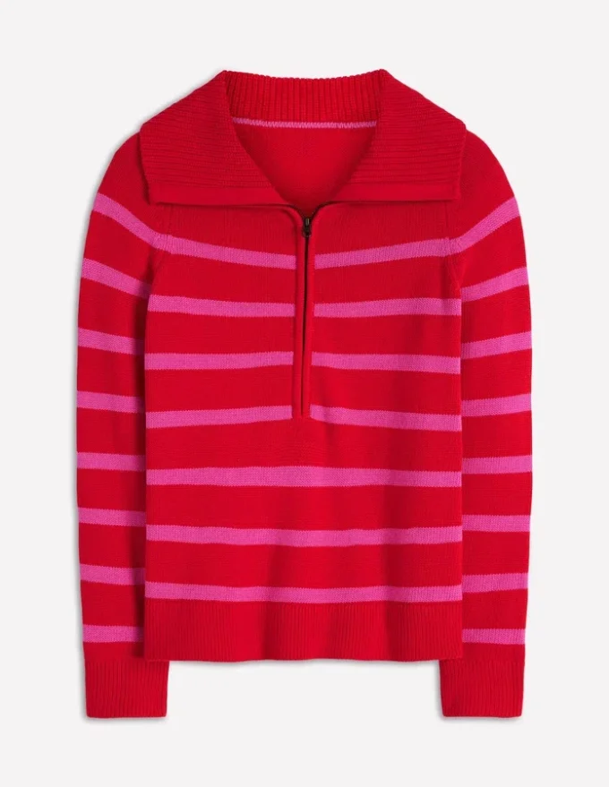 Lucy Half-zip Sweater Pink/ Red Lucy Half-zip Sweater Pink/ Red