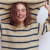 Lucy Oversized Cotton Jumper Almond Milk/ Denim Blue Stripe Lucy Oversized Cotton Jumper Almond Milk/ Denim Blue Stripe