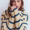 Lucy Oversized Cotton Jumper Almond Milk/ Denim Blue Stripe Lucy Oversized Cotton Jumper Almond Milk/ Denim Blue Stripe