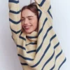Lucy Oversized Cotton Jumper Almond Milk/ Denim Blue Stripe Lucy Oversized Cotton Jumper Almond Milk/ Denim Blue Stripe