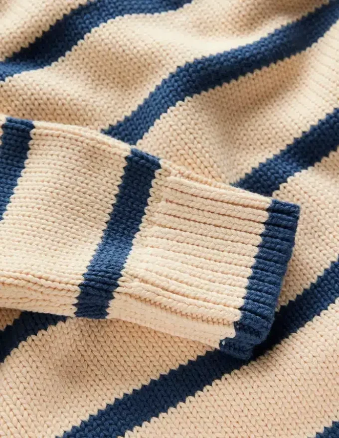 Lucy Oversized Cotton Jumper Almond Milk/ Denim Blue Stripe Lucy Oversized Cotton Jumper Almond Milk/ Denim Blue Stripe