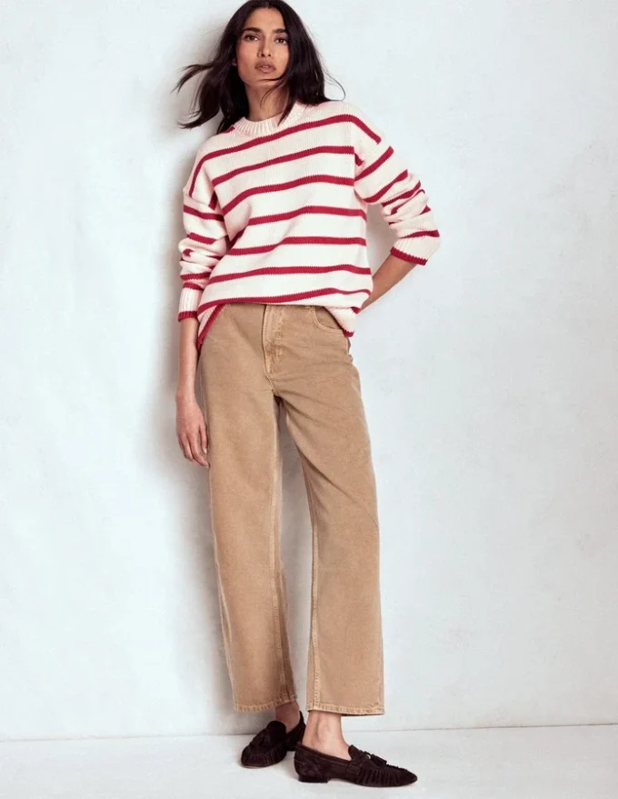 Lucy Oversized Cotton Jumper Ivory, Red Stripe Lucy Oversized Cotton Jumper Ivory, Red Stripe