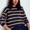 Lucy Oversized Cotton Jumper Navy/ Camel Melange Lucy Oversized Cotton Jumper Navy/ Camel Melange