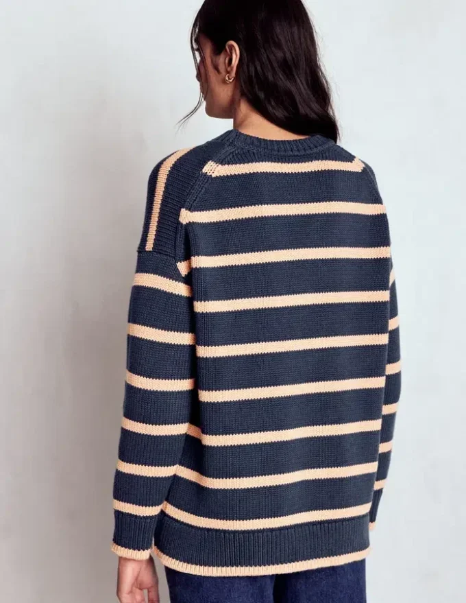 Lucy Oversized Cotton Jumper Navy/ Camel Melange Lucy Oversized Cotton Jumper Navy/ Camel Melange
