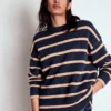 Lucy Oversized Cotton Jumper Navy/ Camel Melange Lucy Oversized Cotton Jumper Navy/ Camel Melange