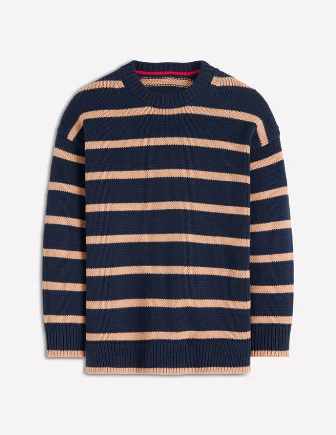 Lucy Oversized Cotton Jumper Navy/ Camel Melange Lucy Oversized Cotton Jumper Navy/ Camel Melange