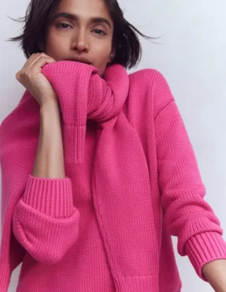 Lucy Oversized Cotton Jumper Pink Peony