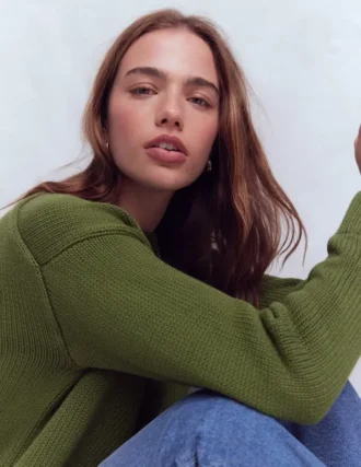 Lucy Oversized Cotton Jumper Promenade Green