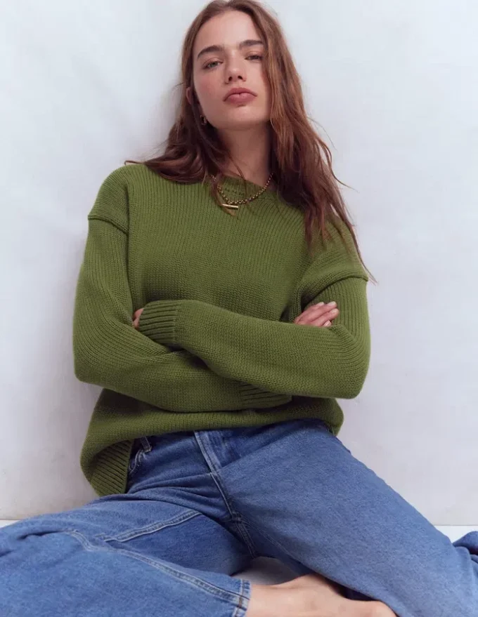 Lucy Oversized Cotton Jumper Promenade Green Lucy Oversized Cotton Jumper Promenade Green