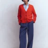 Lucy Relaxed Cotton Cardigan Bright Orange Lucy Relaxed Cotton Cardigan Bright Orange