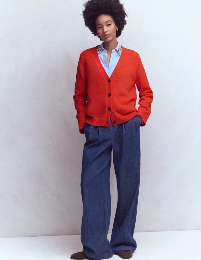 Lucy Relaxed Cotton Cardigan Bright Orange Lucy Relaxed Cotton Cardigan Bright Orange