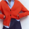 Lucy Relaxed Cotton Cardigan Bright Orange Lucy Relaxed Cotton Cardigan Bright Orange