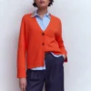 Lucy Relaxed Cotton Cardigan Bright Orange Lucy Relaxed Cotton Cardigan Bright Orange