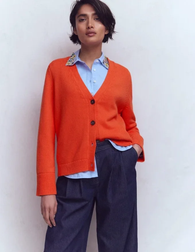 Lucy Relaxed Cotton Cardigan Bright Orange Lucy Relaxed Cotton Cardigan Bright Orange