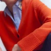 Lucy Relaxed Cotton Cardigan Bright Orange Lucy Relaxed Cotton Cardigan Bright Orange