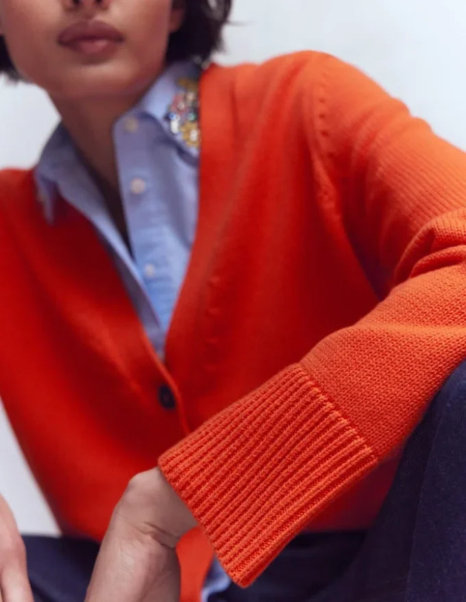 Lucy Relaxed Cotton Cardigan Bright Orange Lucy Relaxed Cotton Cardigan Bright Orange