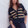 Lucy Relaxed Cotton Cardigan Navy/ Camel Melange Lucy Relaxed Cotton Cardigan Navy/ Camel Melange