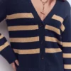 Lucy Relaxed Cotton Cardigan Navy/ Camel Melange Lucy Relaxed Cotton Cardigan Navy/ Camel Melange