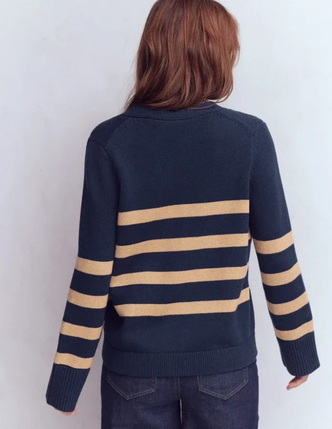 Lucy Relaxed Cotton Cardigan Navy/ Camel Melange Lucy Relaxed Cotton Cardigan Navy/ Camel Melange